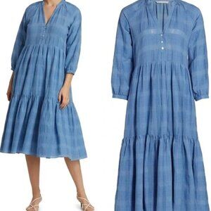 Veronica Beard Blue Sarita Ruffle-Hem Dress NWT Sz M